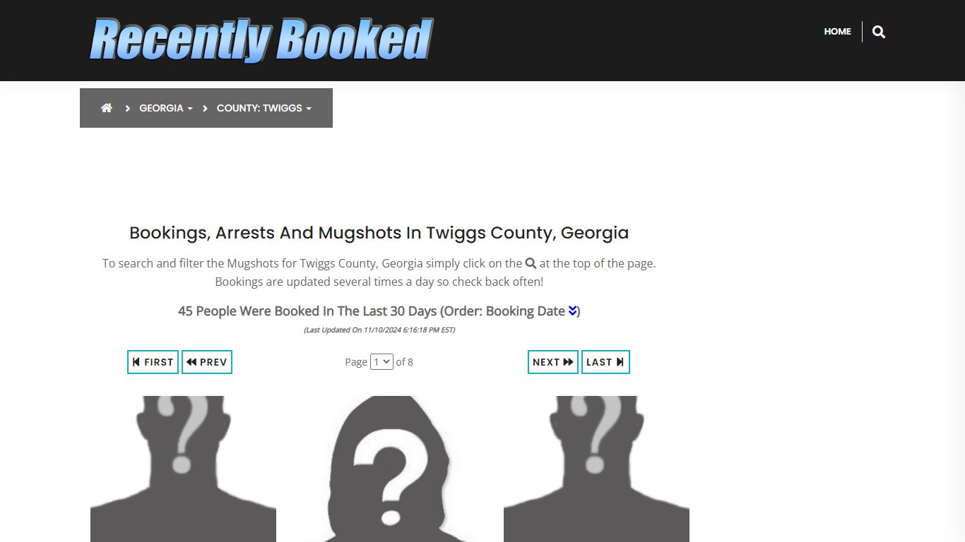 Bookings, Arrests and Mugshots in Twiggs County, Georgia - Recently Booked