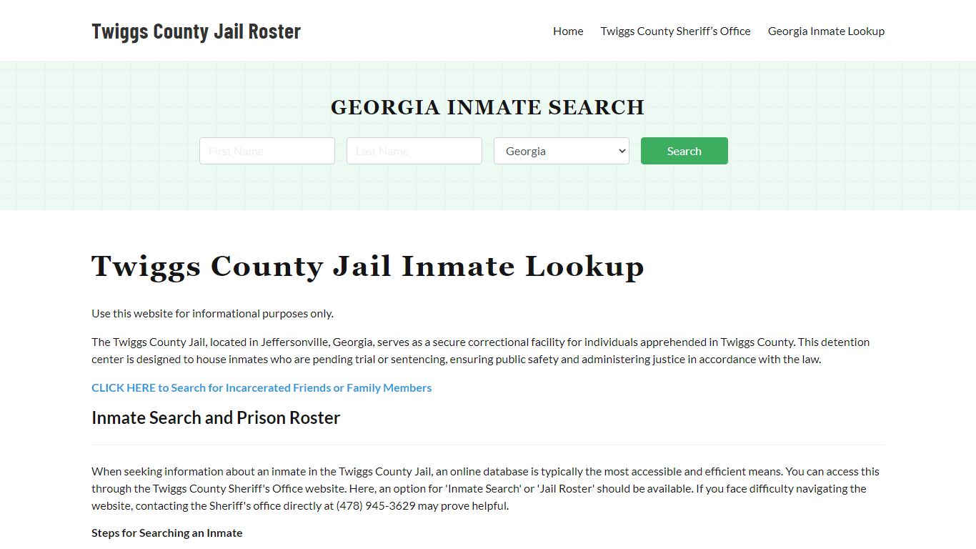 Twiggs County Jail Roster Lookup, GA, Inmate Search