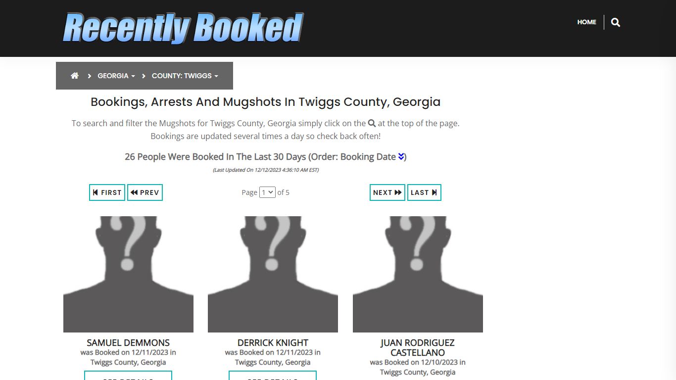 Recent bookings, Arrests, Mugshots in Twiggs County, Georgia